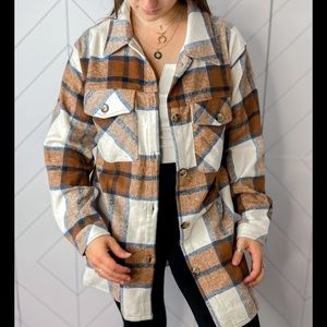 Plaid shacket jacket top, flannel button down